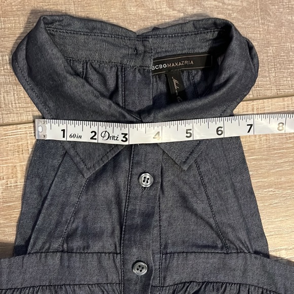 BCBGMAXAZRIA cold shoulder long sleeve button up dress dark blue XS - Picture 11 of 15